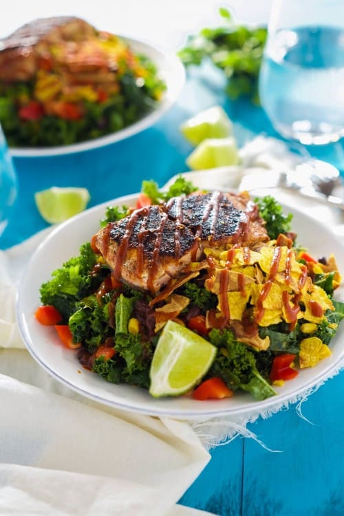 BBQ Salmon Salad with Honey Chipotle Vinaigrette