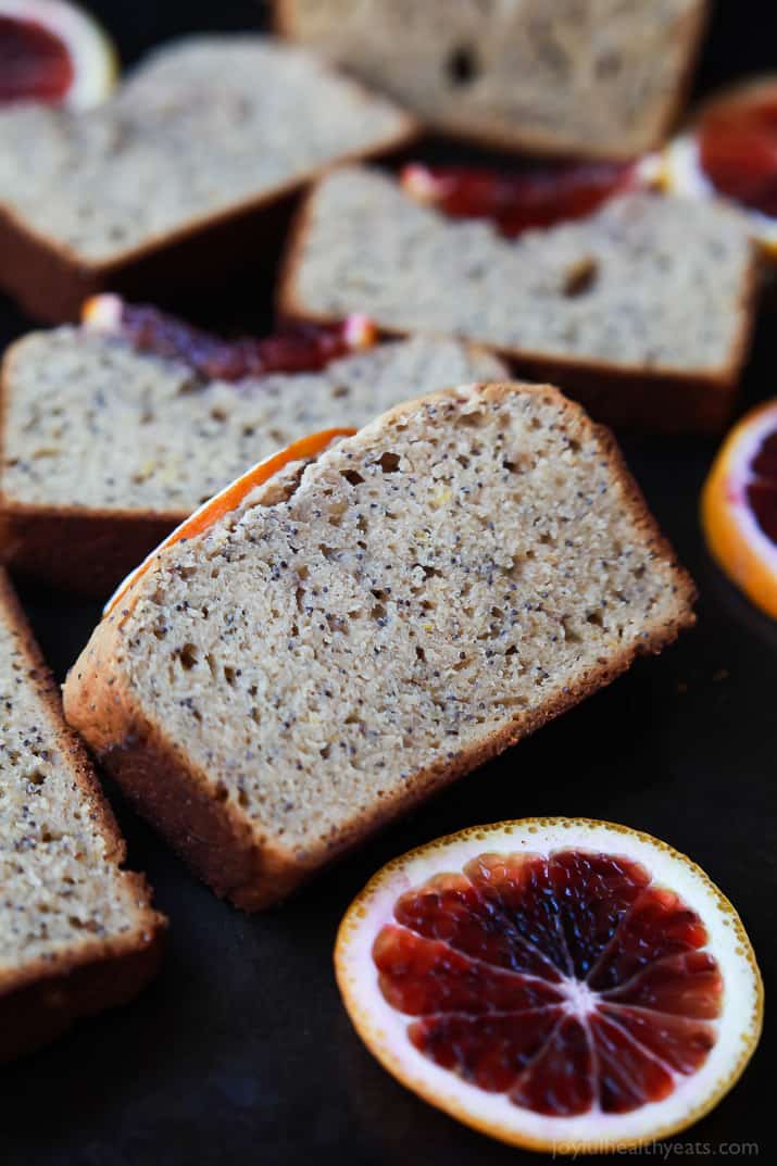 Slices of Blood Orange Poppy Seed bread 