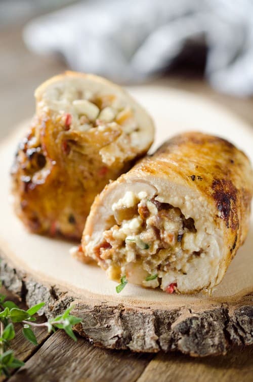 Chicken Bacon Feta Roulade