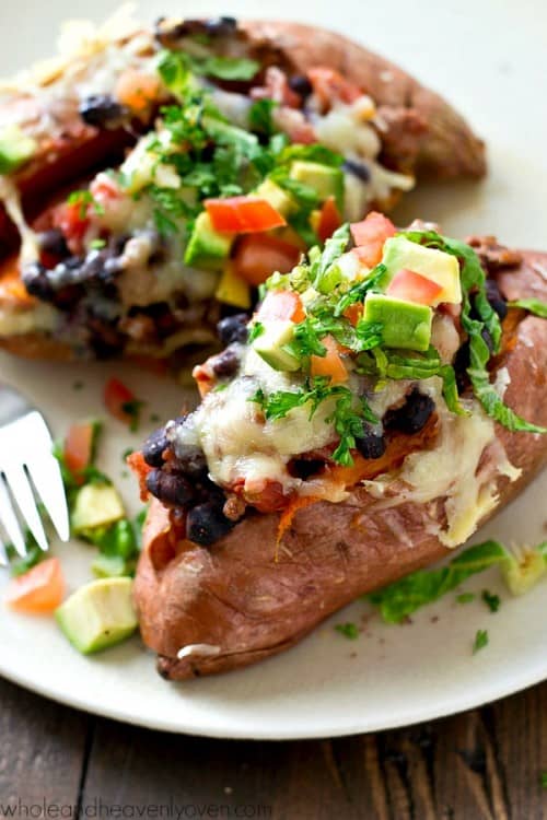 Crockpot Taco Twice Baked Sweet Potatoes