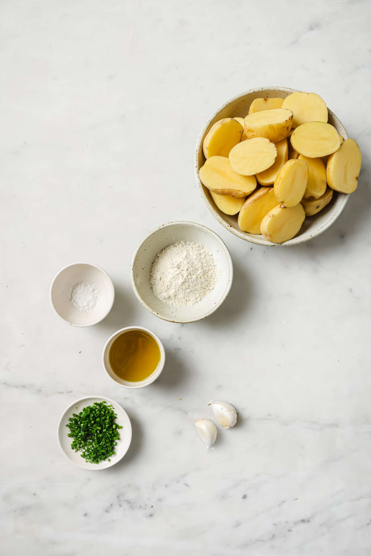 These garlic ranch potatoes are an easy baked side that'll make everyone happy with their crispy exterior and buttery center. Ingredients for garlic ranch potatoes.