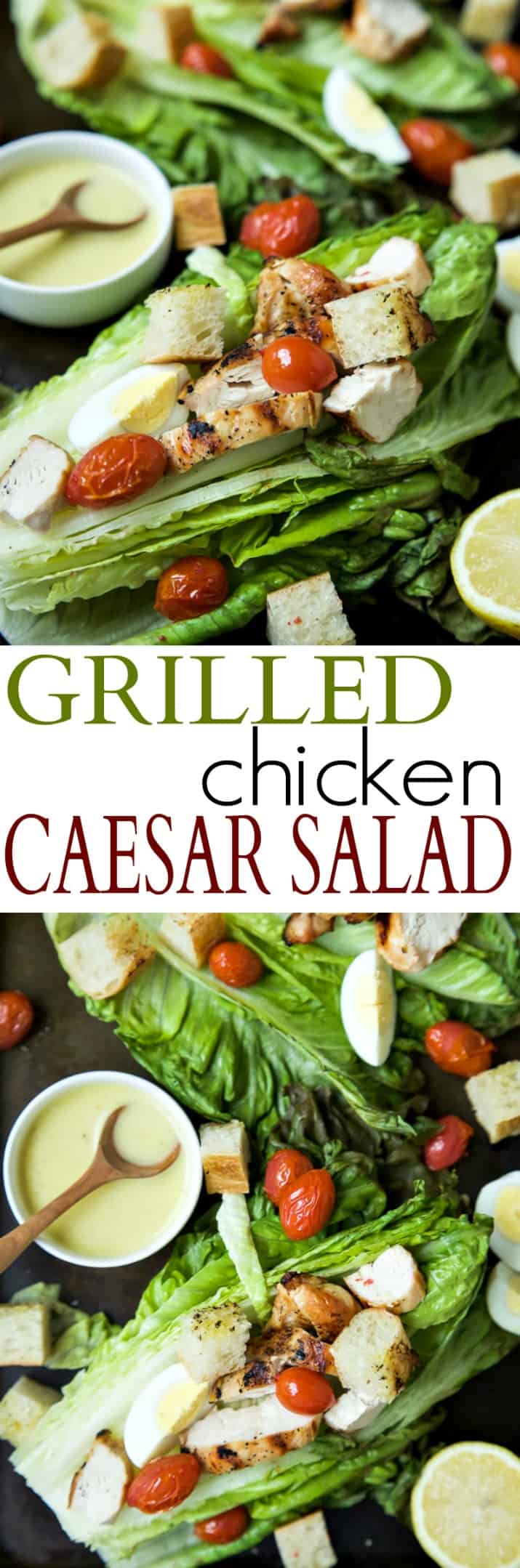 Recipe collage for Grilled Chicken Caesar Salad