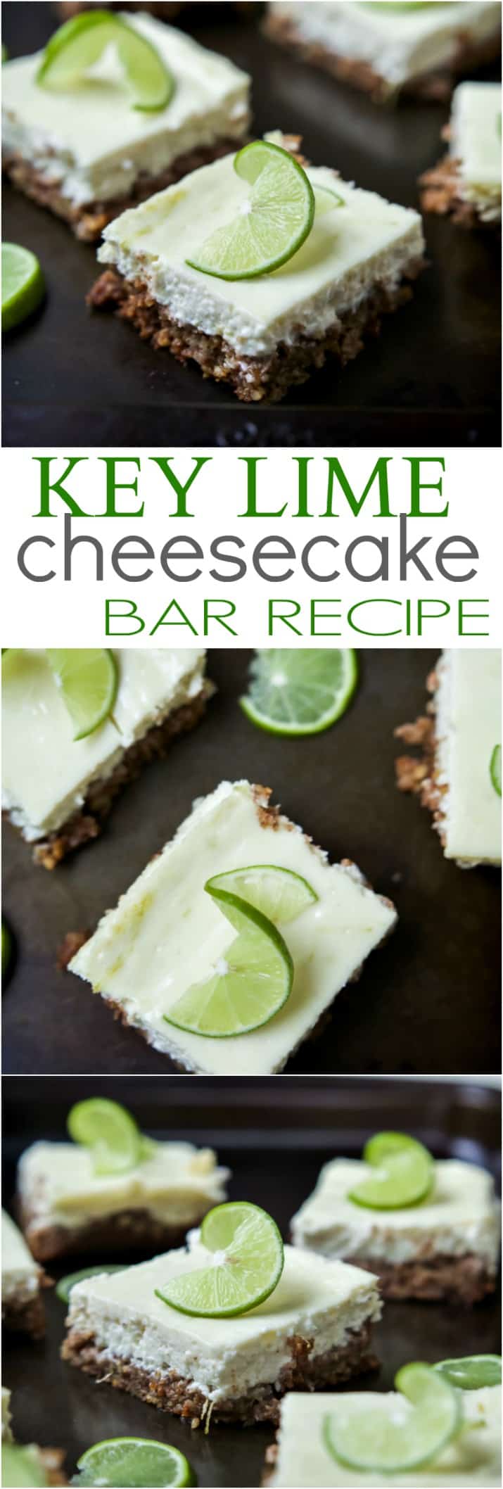 Easy Key Lime Cheesecake Bars made lighter with Greek yogurt and a delicious cinnamon pecan crust. This simple dessert is pure cheesecake perfection and guaranteed to win over the hearts of many! | joyfulhealthyeats.com