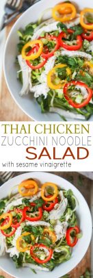Thai Chicken Zucchini Noodle Salad Recipe with Sesame Vinaigrette