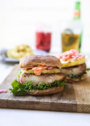 Image of a Blackened Mahi Mahi Fish Burger