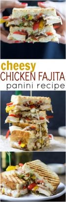 A collage of Cheesy Chicken Fajita Panini.