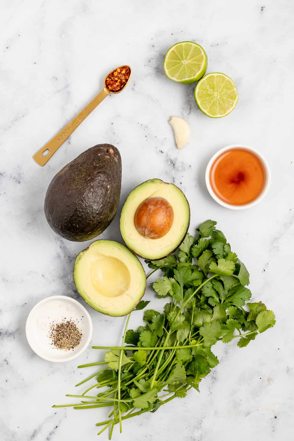 Ingredients for avocado crema. 