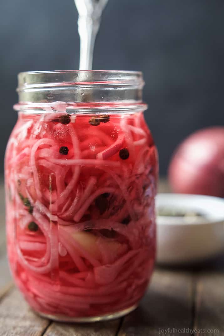Close-up view of a Jar of Pickled Onions