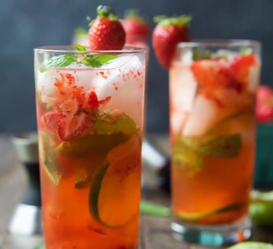 The perfect Strawberry Mojito Recipe - easy, fresh, minty, fizzy, limey and filled with sweet juicy strawberries for the most refreshing cocktail this summer! It is sure to quench your thirst! | joyfulhealthyeats.com