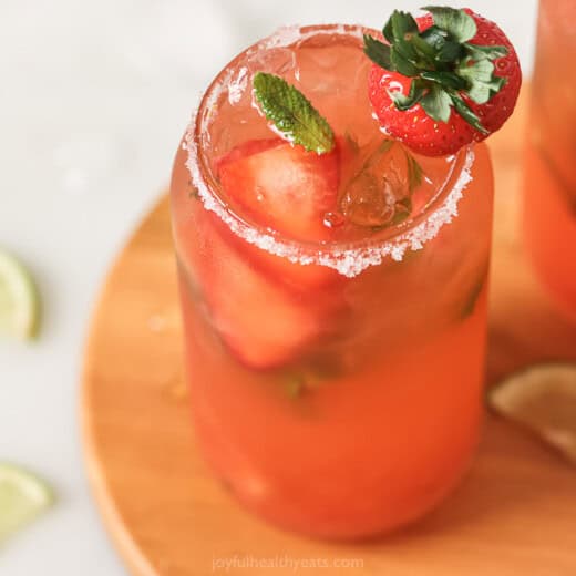 Landscape photo of strawberry mojito recipe.