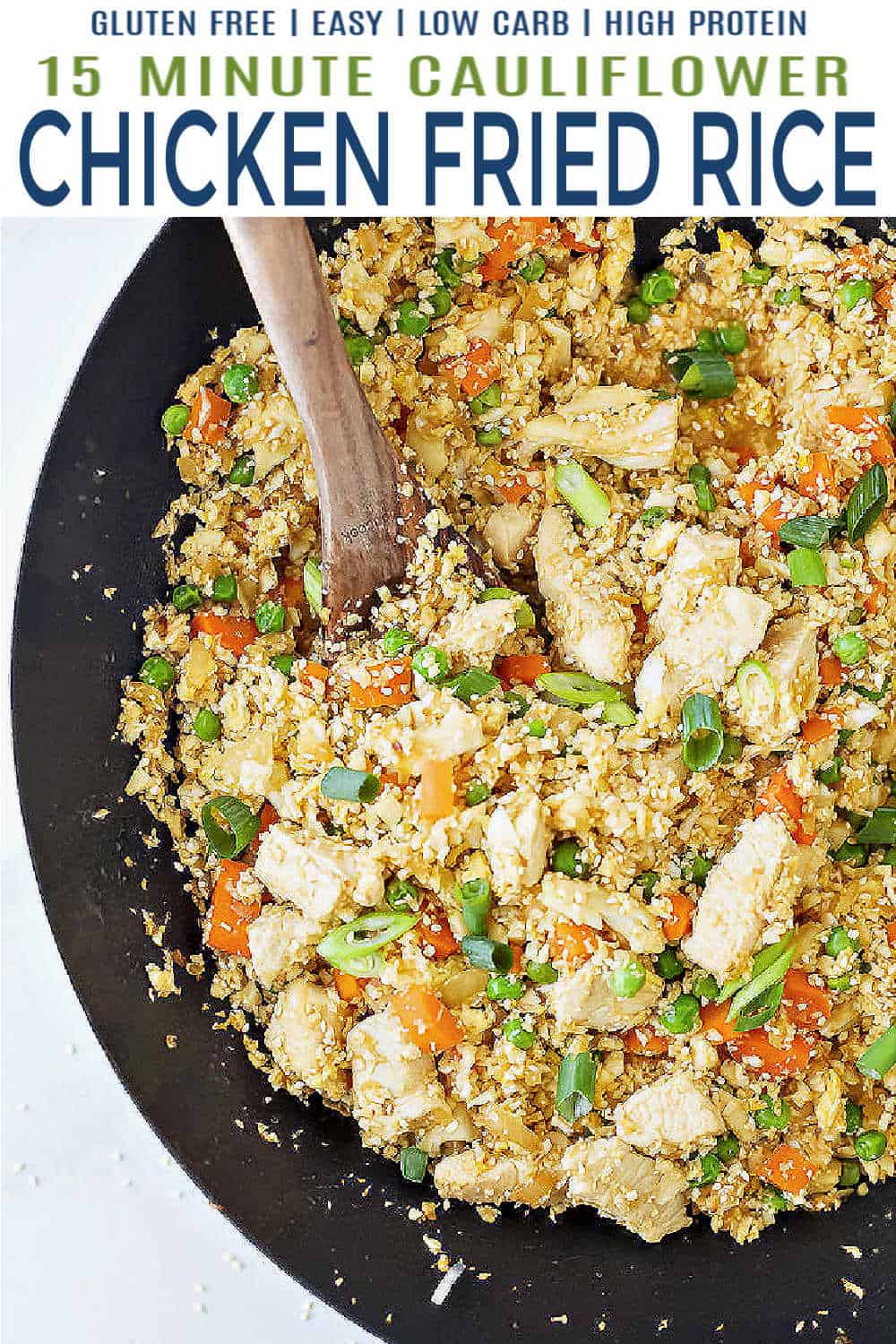 pinterest collage for 15 Minute Cauliflower Chicken Fried Rice