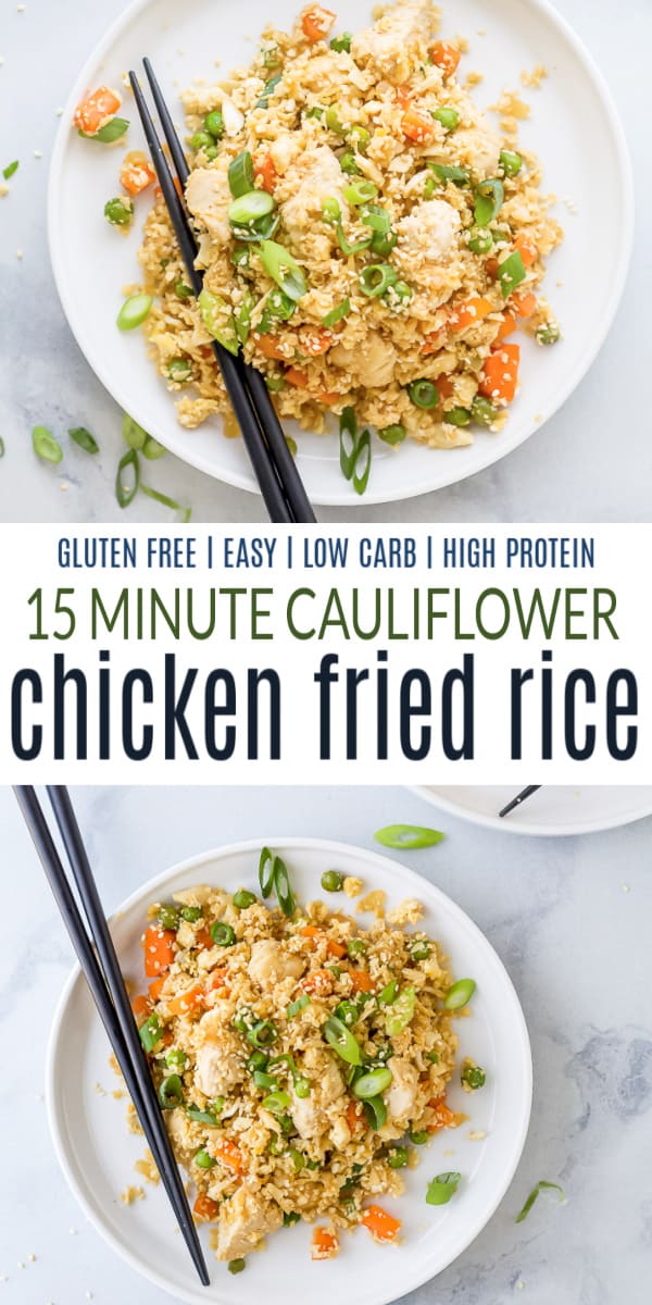 pinterest collage for 15 Minute Cauliflower Chicken Fried Rice
