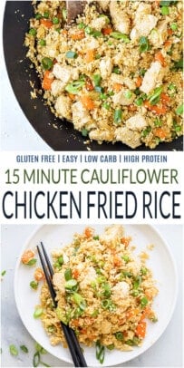 pinterest collage for 15 Minute Cauliflower Chicken Fried Rice