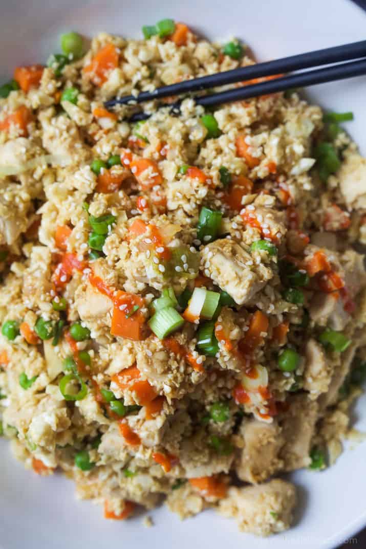 15 Minute Cauliflower Chicken Fried Rice | Easy Healthy ...