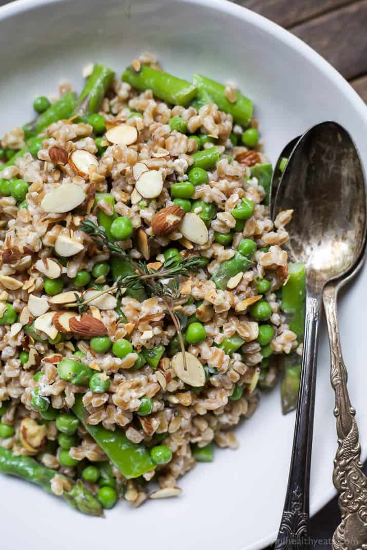 Creamy SpringTime Farro Salad  Easy Healthy Recipes