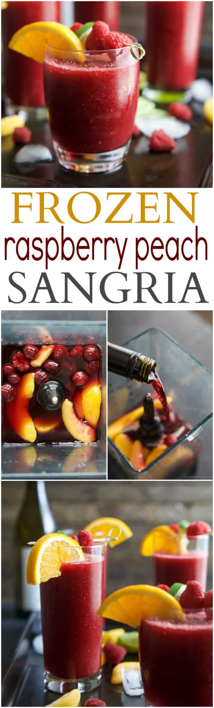 Frozen Raspberry Peach Sangria recipe collage