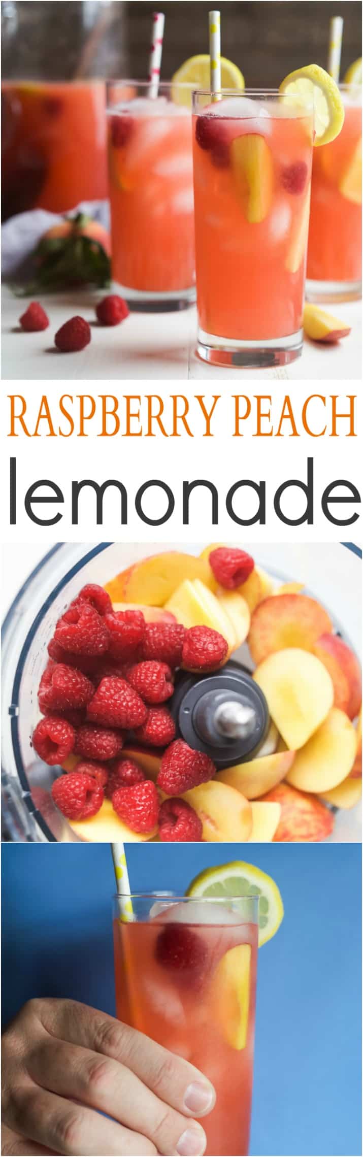 A Homemade Raspberry Peach Lemonade Recipe made with fresh raspberries and peaches for the ultimate refreshing drink to cool you down this summer! | joyfulhealthyeats.com 