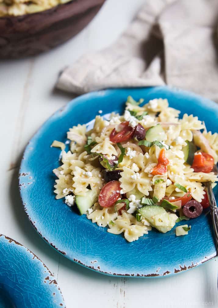 Greek Pasta Salad in a bowl