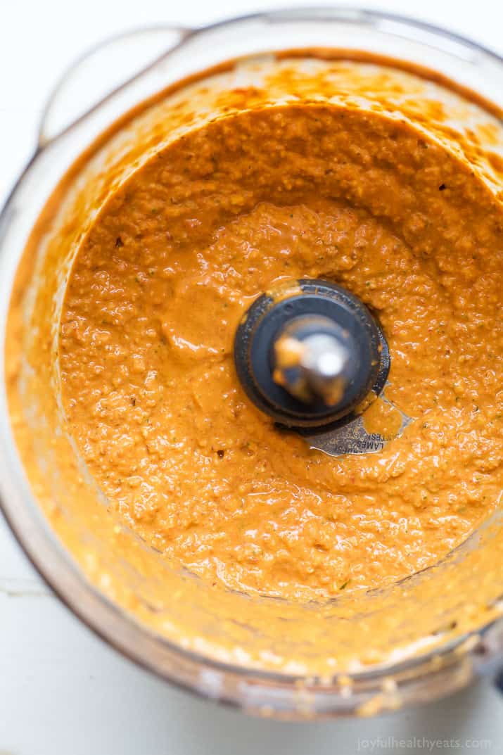 Romesco Sauce in a food processor bowl