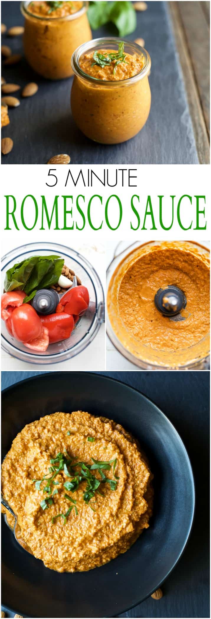 Quick & Easy 5 Minute Romesco Sauce, this spanish sauce is pure magic. You can use it as a marinade, condiment, dip or just eat it with a spoon! Made from just 7 ingredients in a blender this sauce comes together in minutes! | joyfulhealthyeats.com #paleo #glutenfree