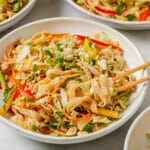 Landscape p،to of Asian noodle salad.