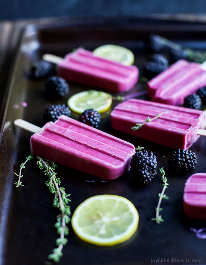 Blackberry Thyme Yogurt Popsicles