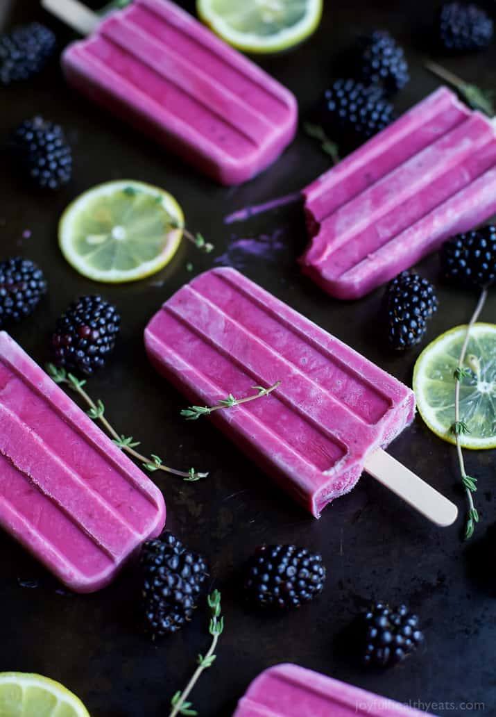 Blackberry Thyme Yogurt Popsicles