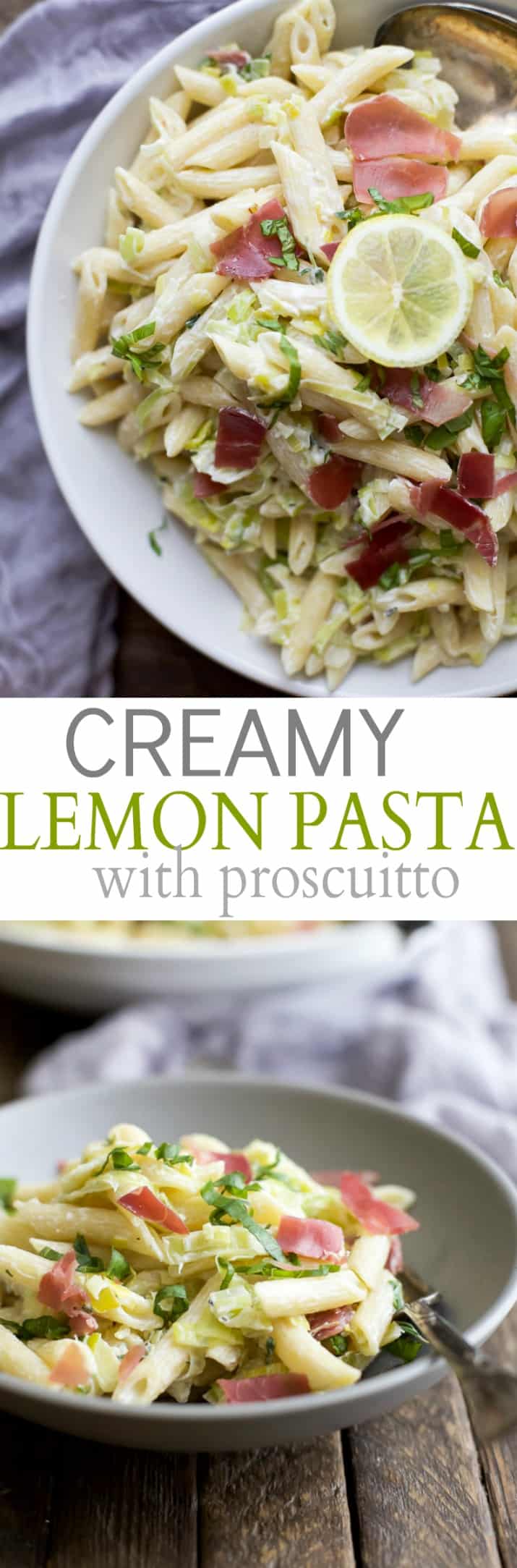 Collage for Creamy Lemon Pasta with Prosciutto recipe