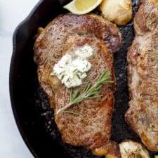 Cast Iron Steak (with garlic herb butter) - A Pinch of Healthy