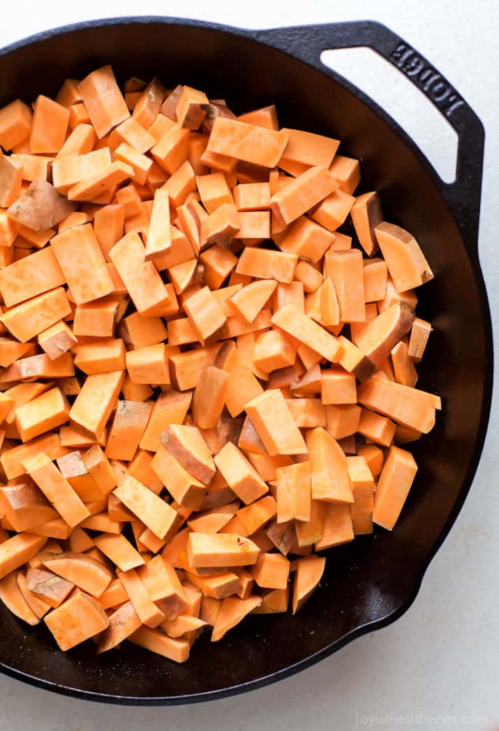 Smoky Bacon Sweet Potato Hash & Eggs - a great 30 minute recipe that's paleo & gluten free! I guarantee you'll want to devour it for breakfast, lunch, and dinner! | joyfulhealthyeats.com