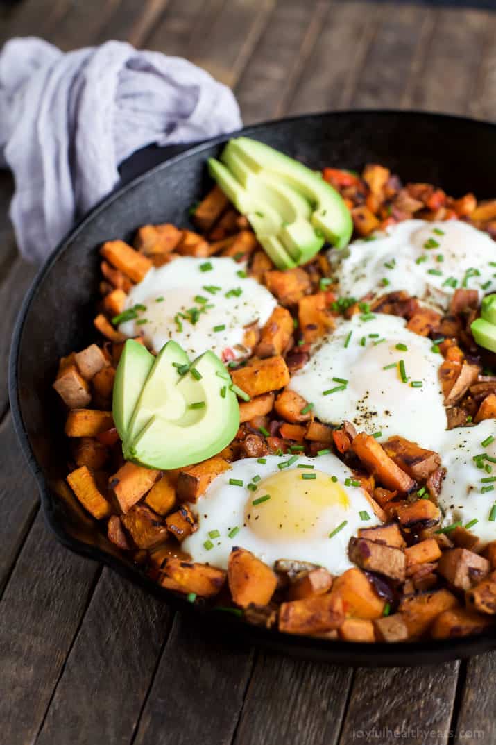 Smoky Bacon Sweet Potato Hash & Eggs | Easy Healthy Recipes