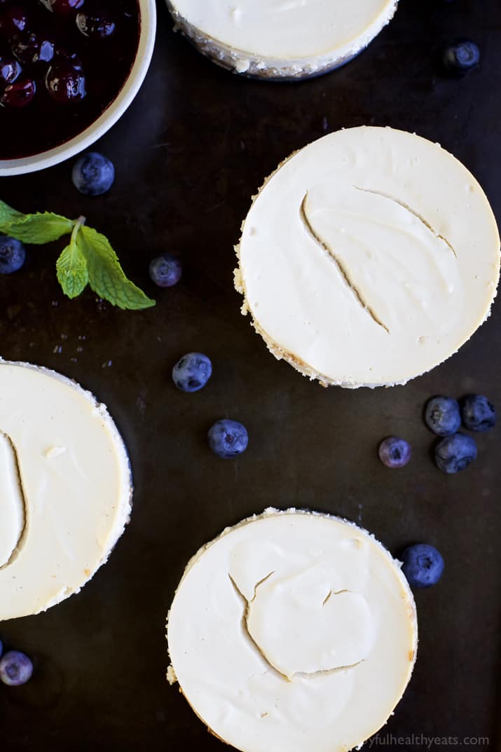 Top view of Mini Goat Cheese Cheesecakes