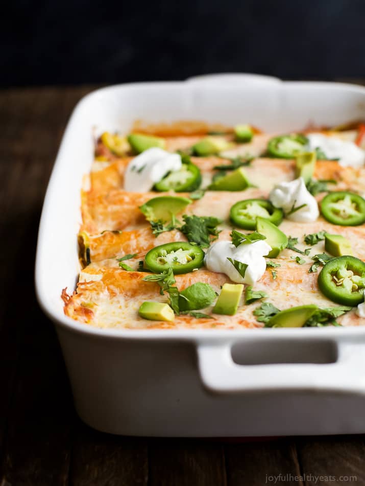 Spiralized Vegetable Enchiladas are a easy light 30 minute meal. Perfect for your next taco night or quick weeknight dinner!