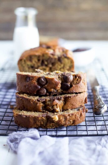 Chocolate Chip Zucchini Bread - it's the Zucchini Bread Recipe you've been waiting for! This bread is moist, healthy from a few simple swaps, and down right deliciously addicting! | joyfulhealthyeats.com