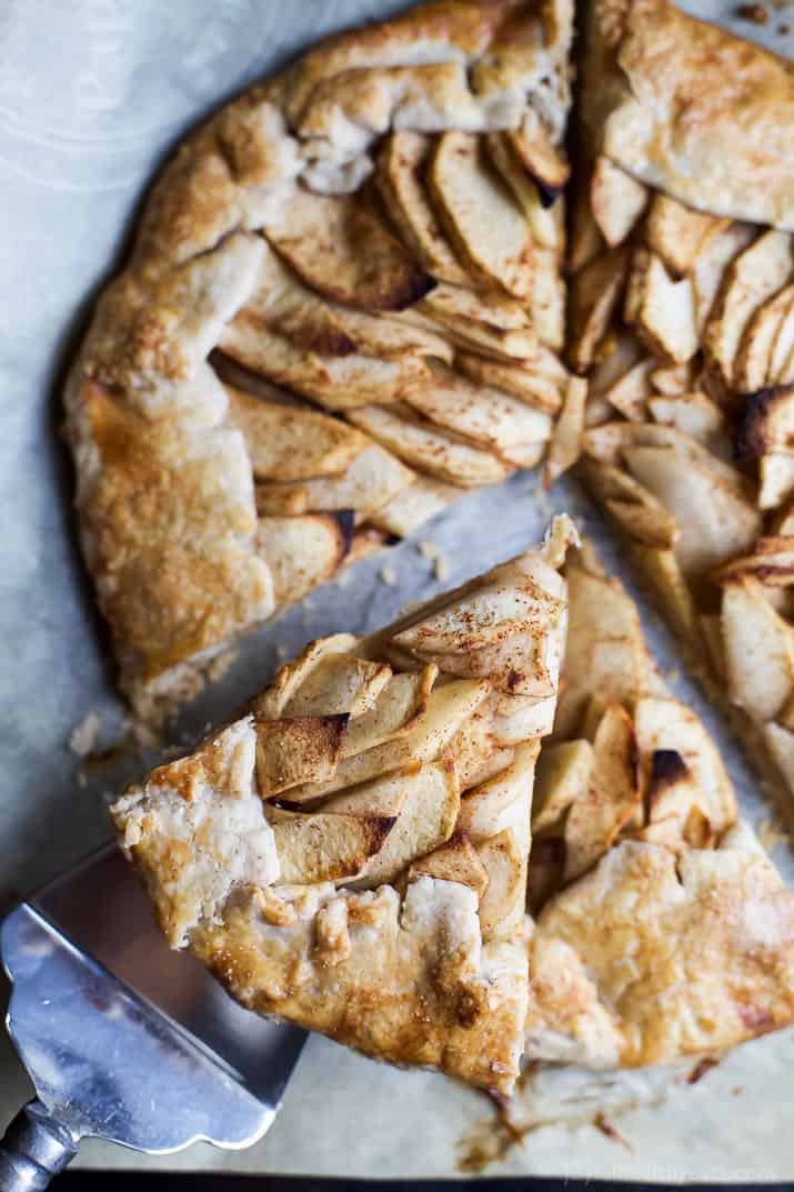 This Rustic Cardamom Apple Galette topped with a Maple Mascarpone is the thing pie dreams are made of. It's easy to make, mind blowing in flavor, and Gluten Free .. you'll fall in love! | joyfulhealthyeats.com