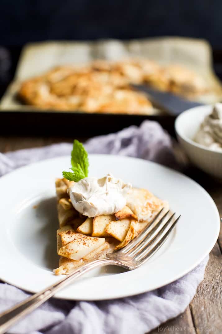 This Rustic Cardamom Apple Galette topped with a Maple Mascarpone is the thing pie dreams are made of. It's easy to make, mind blowing in flavor, and Gluten Free .. you'll fall in love! | joyfulhealthyeats.com