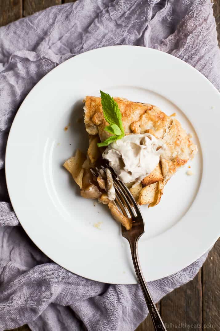 This Rustic Cardamom Apple Galette topped with a Maple Mascarpone is the thing pie dreams are made of. It's easy to make, mind blowing in flavor, and Gluten Free .. you'll fall in love! | joyfulhealthyeats.com