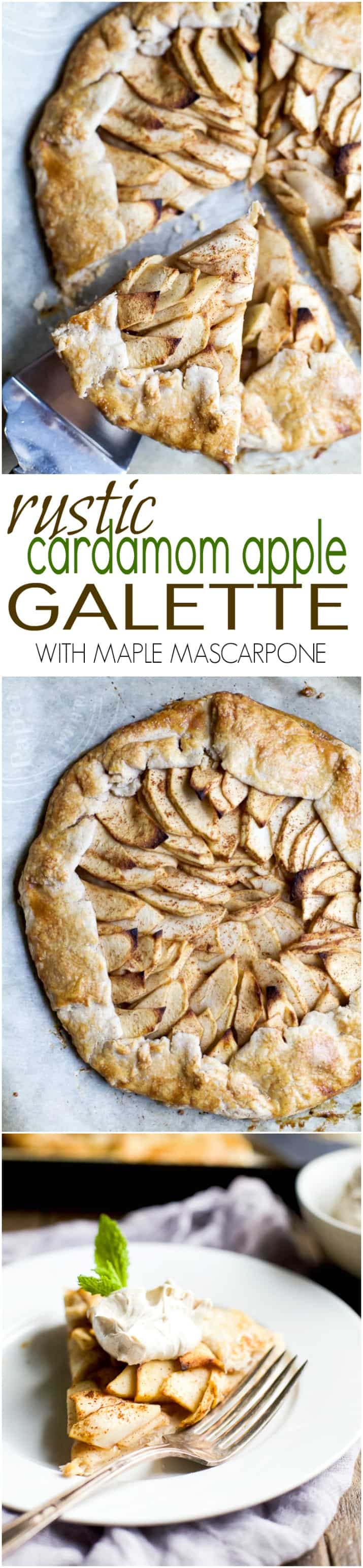 This Rustic Cardamom Apple Galette topped with a Maple Mascarpone is the thing pie dreams are made of. It's easy to make, mind blowing in flavor, and Gluten Free .. you'll fall in love! | joyfulhealthyeats.com