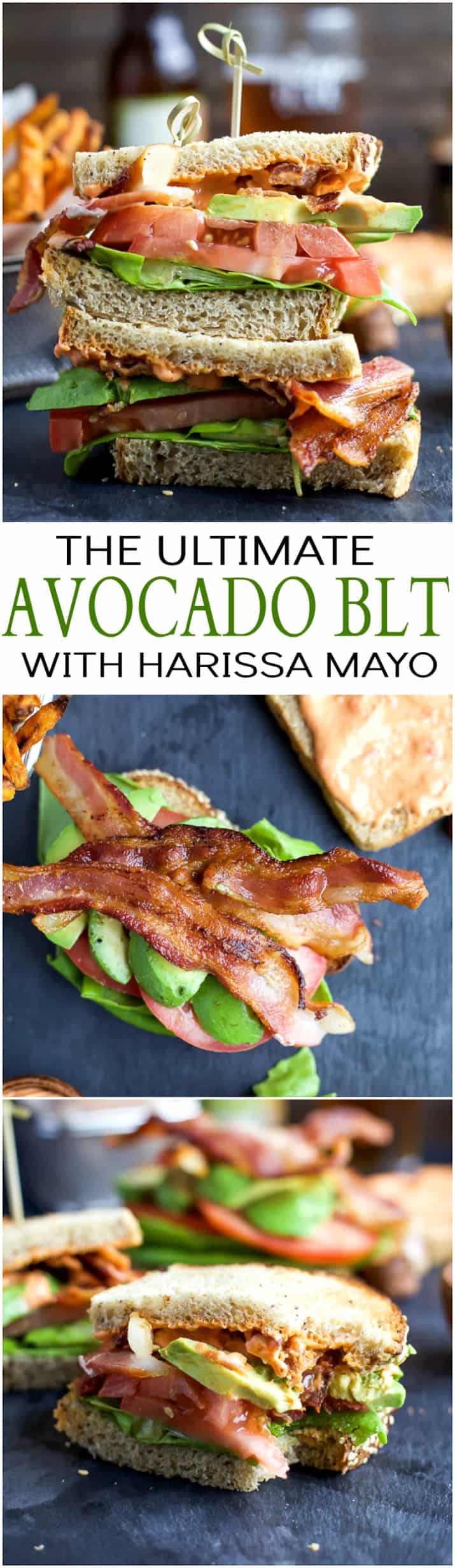 The Ultimate Avocado BLT slathered with a Harissa Mayo that takes this sandwich over the top... that and it's BACON and AVOCADO people! | joyfulhealthyeats.com