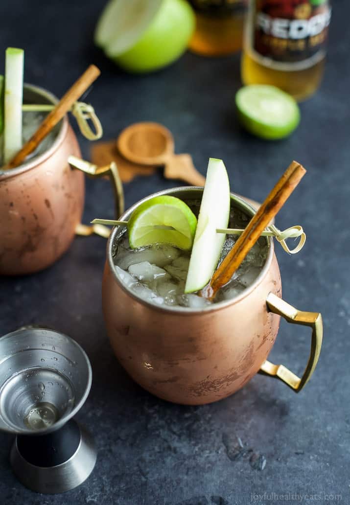 Apple Cider Moscow Mule in a copper mug