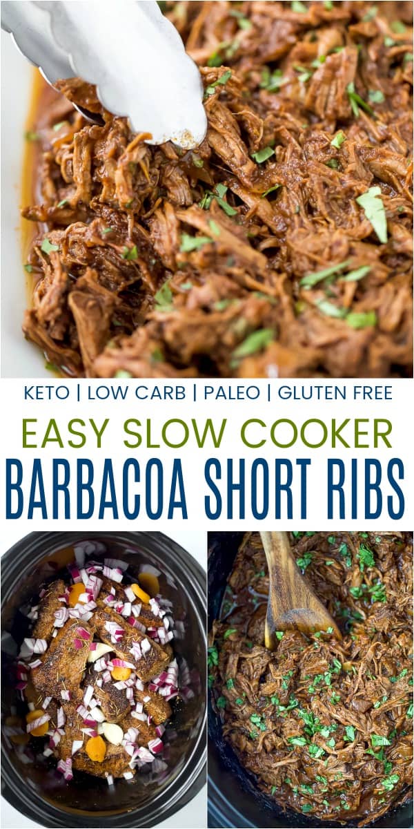 pinterest image for easy slow cooker barbacoa short rib tacos