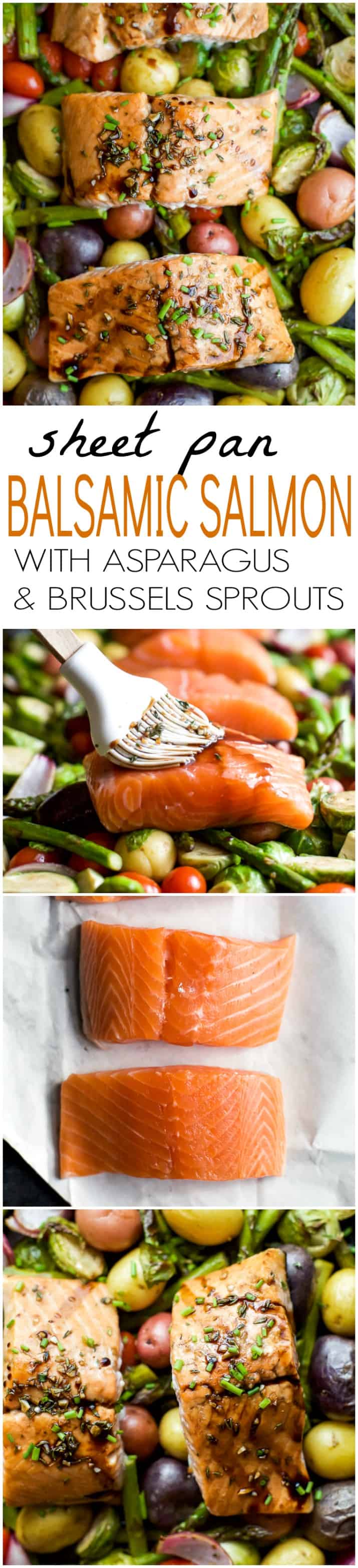 Sheet Pan Balsamic Salmon and vegetables photo collage