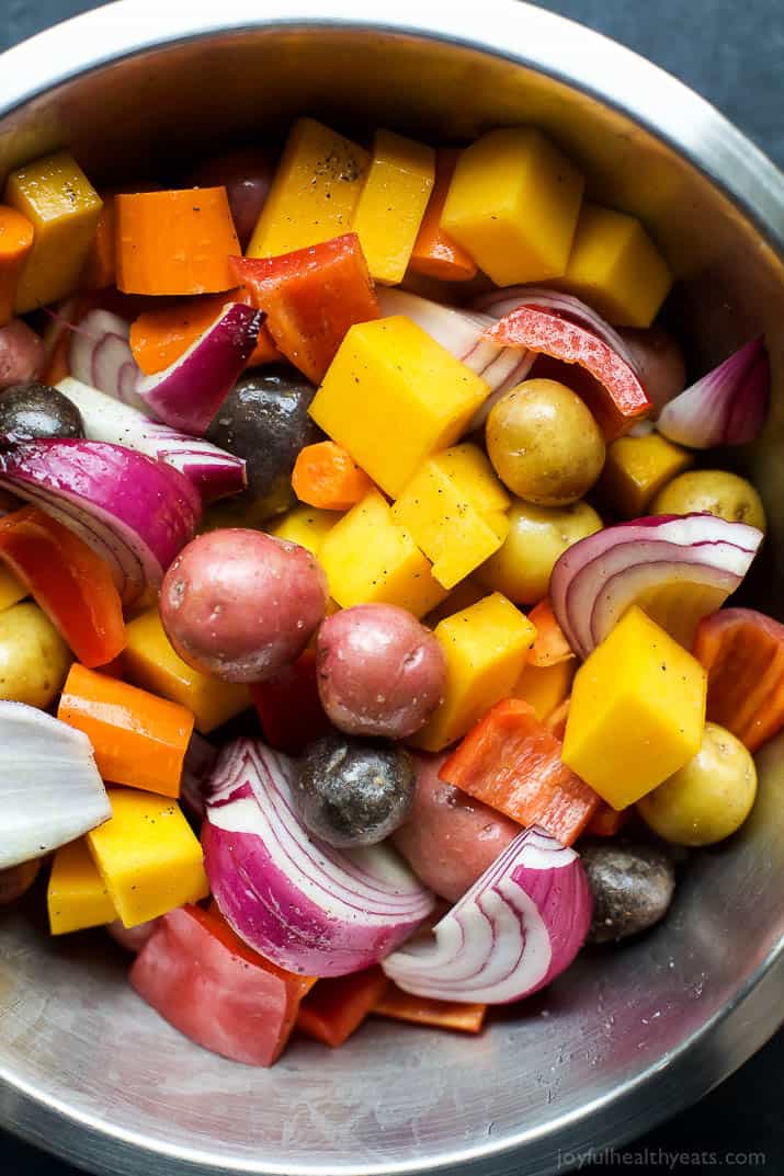 Sheet Pan Honey Mustard Chicken & Vegetables a meal that's healthy, easy, absolutely delicious, only 30 minutes and such an easy clean up! | joyfulhealthyeats.com #glutenfree #paleo