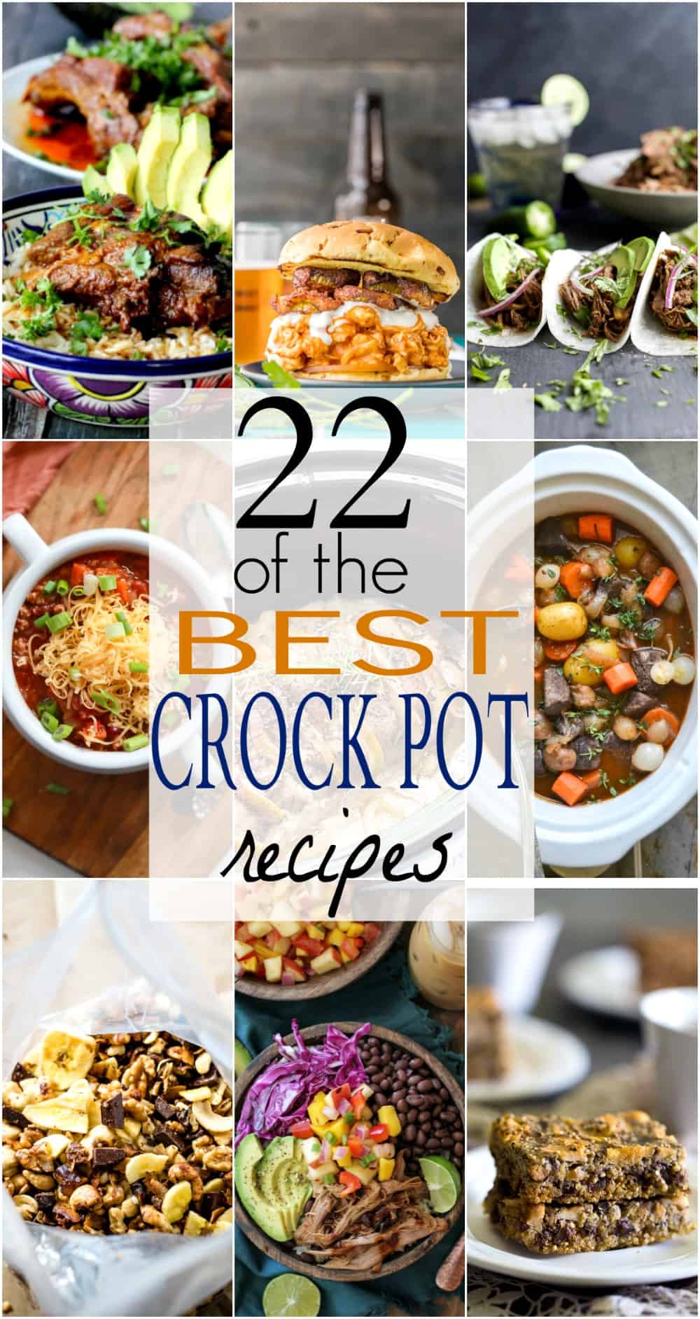 22 of the BEST Crock Pot Recipes on the web! Everything from comforting Soups, to savory Sandwiches, to healthy Quinoa Bowls, and sweet desserts - basically covering dinner recipes till the end of the year! | joyfulhealthyeats.com