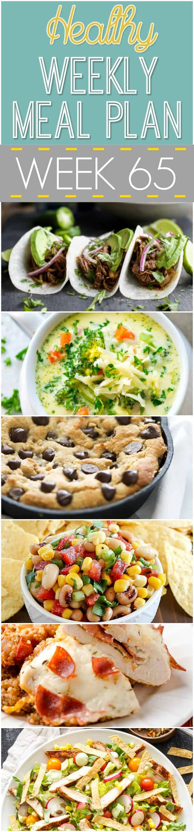 Healthy Meal Plan Week 65 starts with Lemon Rosemary White Bean Toasts with Mushrooms, pair with a side salad and you are on your way! Make sure to save room for Deep Dish Salted Caramel Chocolate Chip Blondies! Healthy enough you can have seconds!