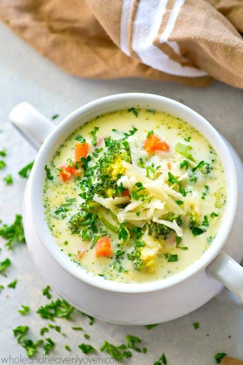Love the broccoli cheese soup from Panera? This no-fuss crockpot version is unbelievably easy to throw together and lighter on the calories too! You’ll be having bowl after bowl.