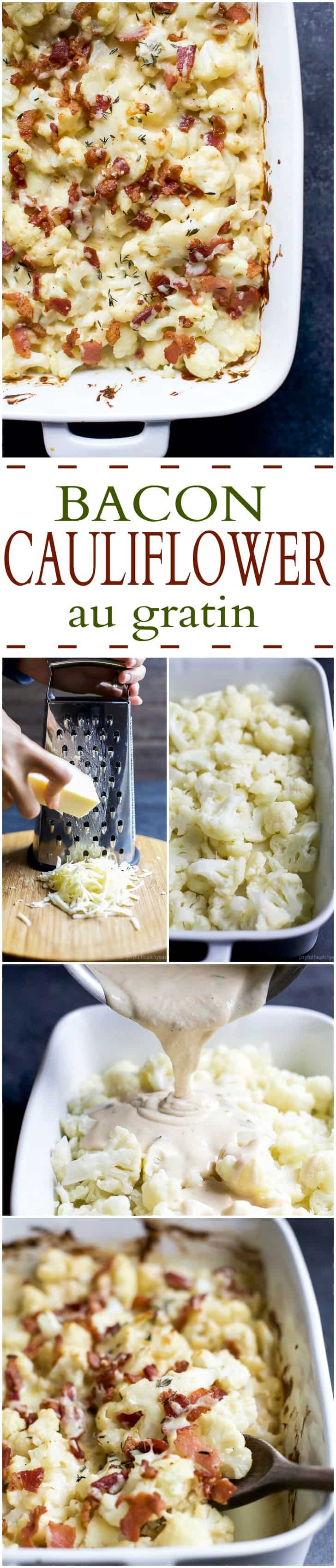 Pinterest image for Bacon Cauliflower Au Gratin