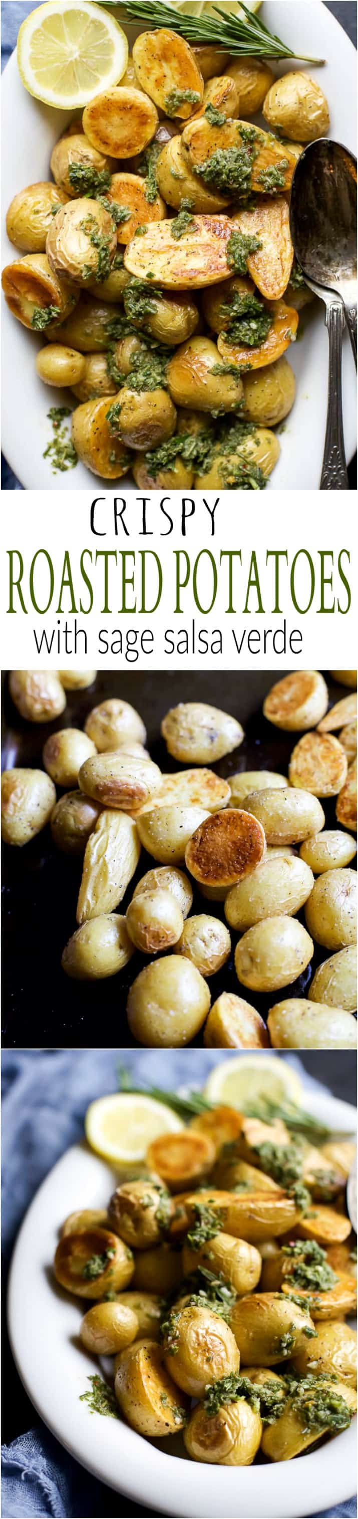Collage for Crispy Roasted Potatoes with Sage Salsa Verde recipe