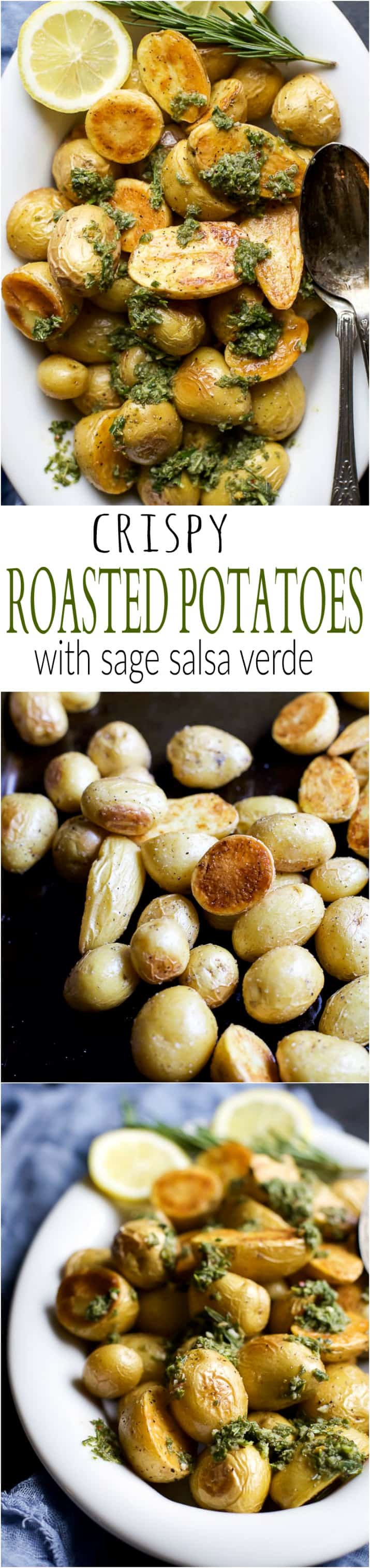 Crispy Roasted Potatoes with Sage Salsa Verde | Oven Roasted Potatoes