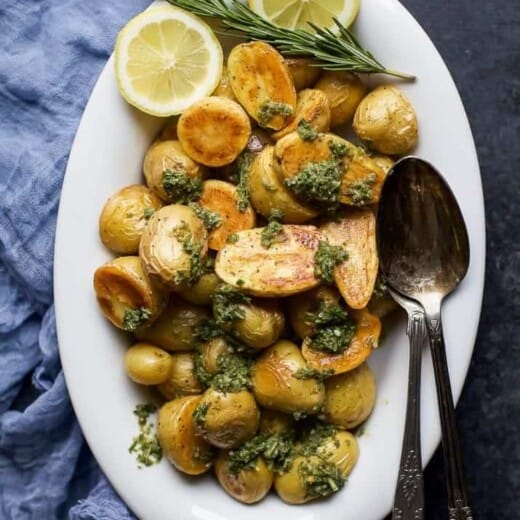 Crispy Roasted Potatoes with Sage Salsa Verde